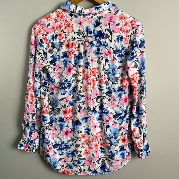 Motherhood Maternity Colorful Allover‎ Floral Print V-Neck Collared Top Small - Picture 5 of 12